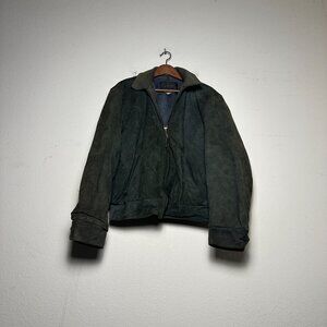 VTG Brent Suede Coat Jacket Men Outerwear Retro 80s Green Classic Zip Up Bomber